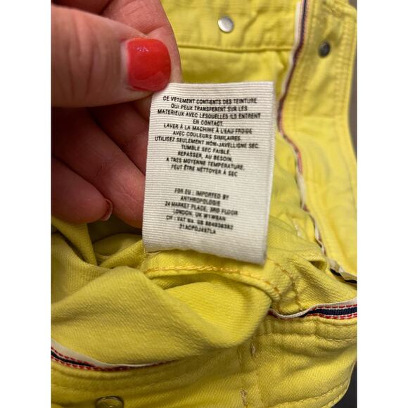 Anthropologie Pilcro‎ and the Letterpress Yellow Denim Jacket Size Large Petite - Picture 8 of 9